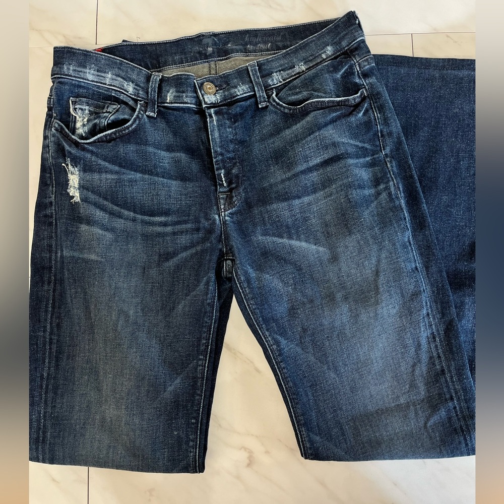 7 for all mankind stretch high waist bootcut distressed jean size 31